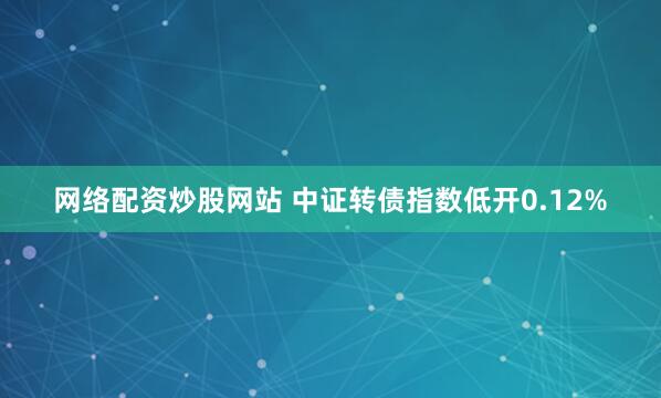 网络配资炒股网站 中证转债指数低开0.12%
