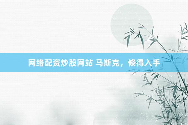 网络配资炒股网站 马斯克，倏得入手