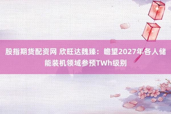 股指期货配资网 欣旺达魏臻：瞻望2027年各人储能装机领域参预TWh级别