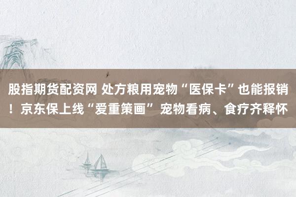 股指期货配资网 处方粮用宠物“医保卡”也能报销！京东保上线“爱重策画” 宠物看病、食疗齐释怀
